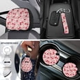 thumbnail image 4 of Uorisanigo Pink Cherry Car Seat Cover with Cup Holder Coasters Seatbelt Shoulder Pad Gear Shift & Handbrake Headrest Cover Key Chains Steering Covers Car Armrest Cushion Interior Decor, 4 of 7