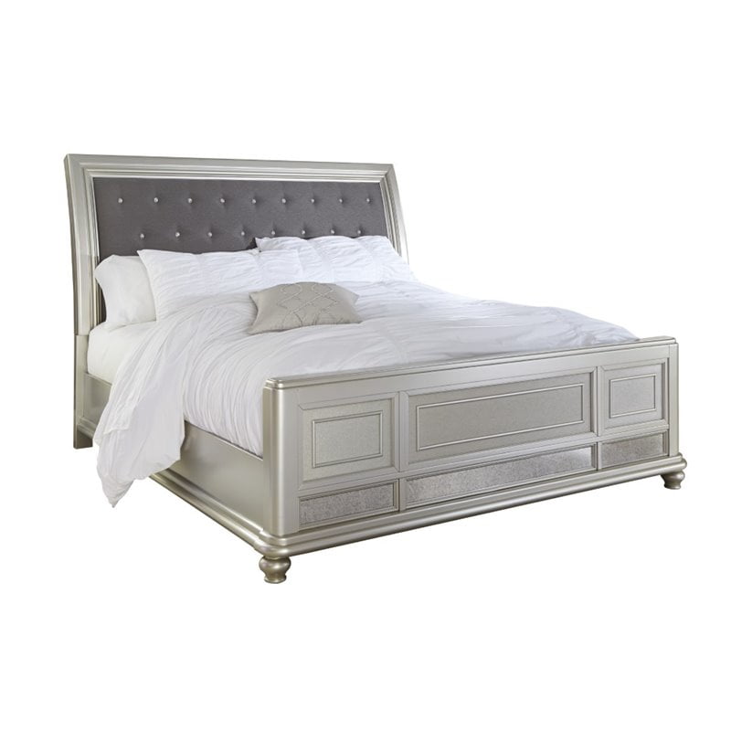 Ashley Furniture Cyne California King Upholstered Bed In Silver Com Ashley Furniture Cyne California, King Size Electric Adjustable Bed Frame Ashley Furniture