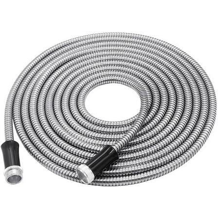 OTTULUR 304 Stainless Steel Garden Hose, Lightweight Metal Hose with Free Nozzle, Guaranteed Flexible and Kink Free (50FT)