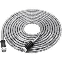 OTTULUR 304 Stainless Steel Garden Hose, Lightweight Metal Hose with Free Nozzle, Guaranteed Flexible and Kink Free (50FT)