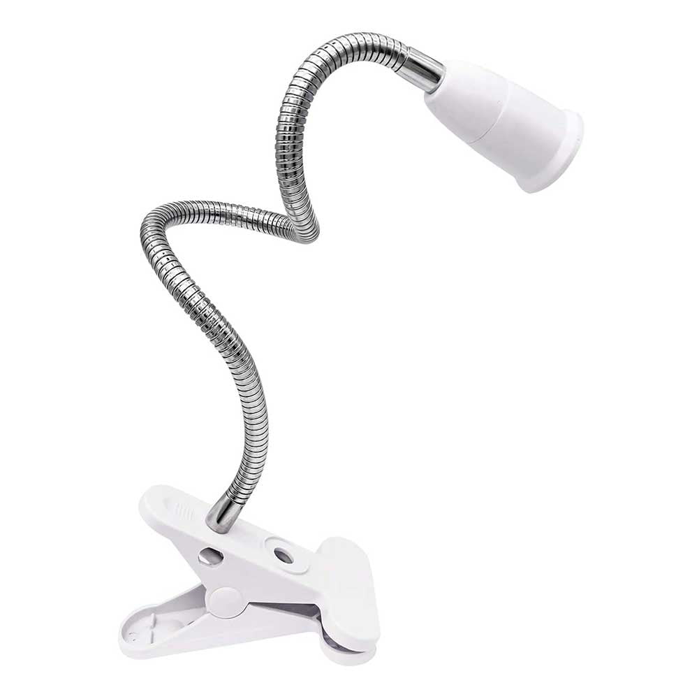 H3E# Flexible Neck Clip-On Cable Desk Lamp Holder Cord Light E26/E27 Socket Bulb 