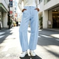 thumbnail image 5 of hoksml Women's Striped Wide Leg Pants Button Front High Waisted Straight Trousers with Pockets for Casual Daily Wear, 5 of 8