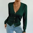 thumbnail image 4 of Button Sweaters for Women Winter Knit Open Front Crop Cardigan Sweaters Solid Long Sleeve V-Neck Pullover Shirts Tunic Tops, 4 of 8