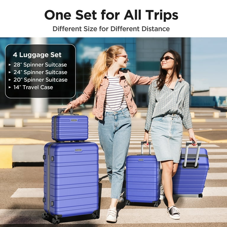 LONG VACATION Luggage Set 4 Piece Luggage Set ABS hardshell TSA