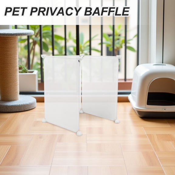 COOPHYA 3-Piece White Metal Resin Litter Box Splash Guard Privacy Screen for Cats and Dogs