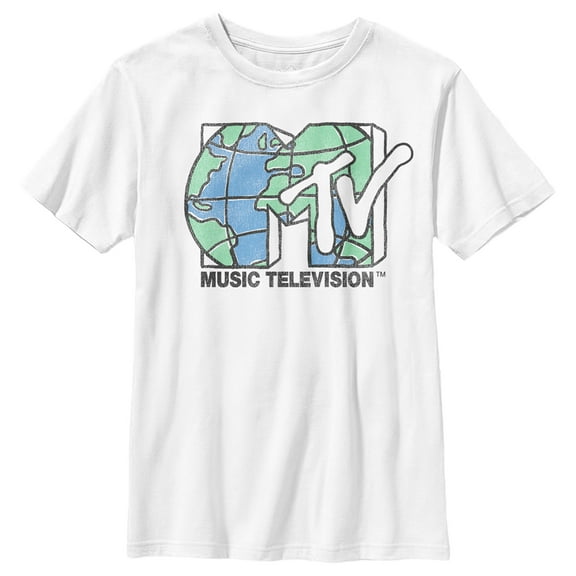 Boy's MTV Distressed Earth Day Logo Graphic Tee White X Small