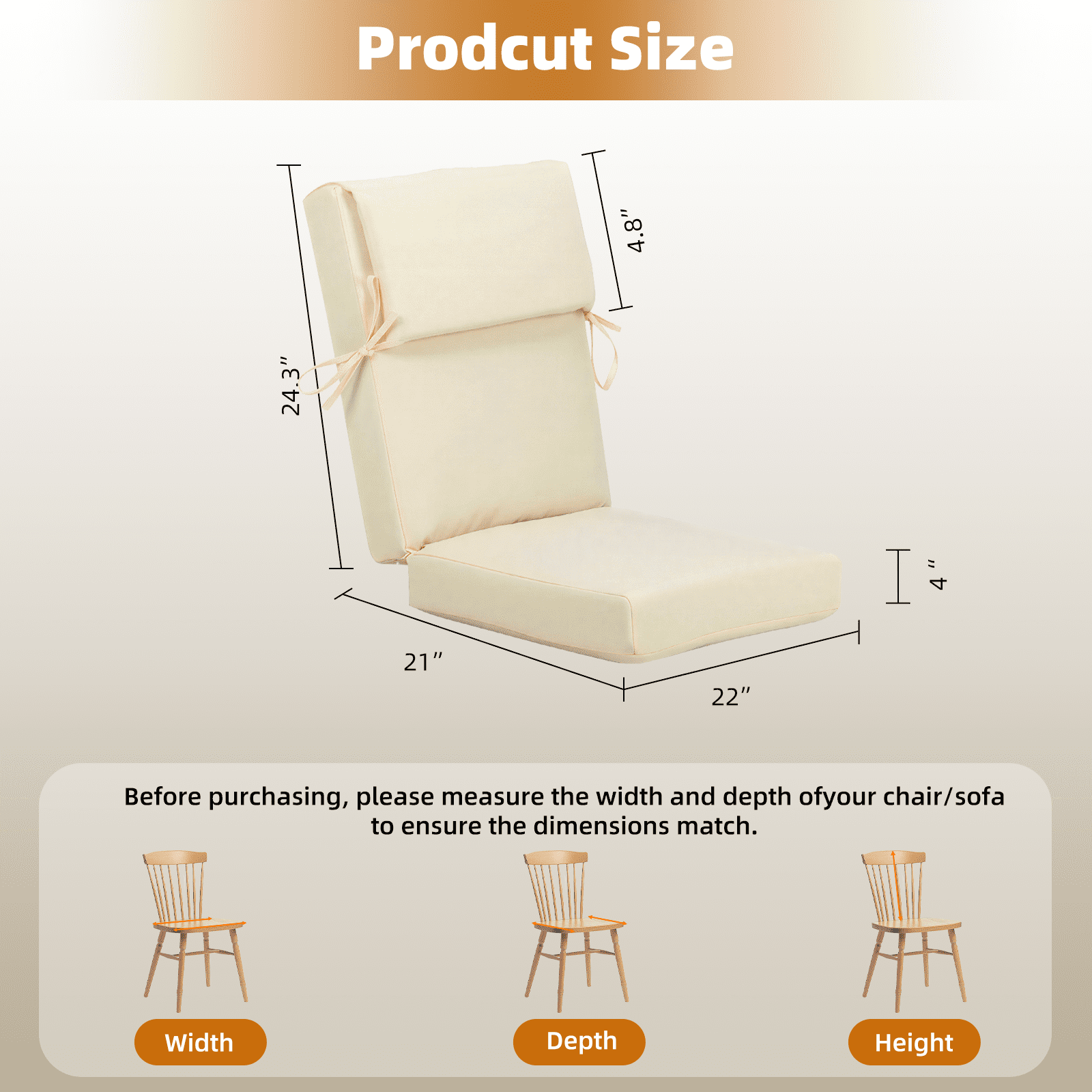 Naturoasis Outdoor Chair Cushions -21.7x20.3x24,3,4-Set Deep Seat Patio Cushions with Removable Cover,Waterproof & Fade Resistant Replacement for Wicker Chair, Loveseat,Beige