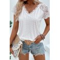 thumbnail image 7 of Women's Elegant White Sheer Lace Short Sleeve Tee with Eyelet Embroidery - [ZhiHiMeRi] | (US 12-14)L, 7 of 7
