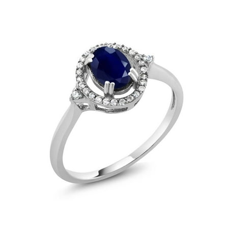 Gemstone Oval Ring - 1.33 Ct Oval Blue Sapphire Gemstone Birthstone 925 Sterling Silver Women's Ring