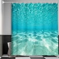 thumbnail image 2 of Cute Teal Blue Ocean Shower Curtain, Nature Underwater Sea World Sand Beach Bathroom Curtains Waterproof Fabric, 71 x 71 Inches, 2 of 6