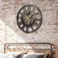 thumbnail image 5 of Costway Large Wall Clock, 27” Gear Clock with World Map, Non-Ticking Decorative Metal Clock, 5 of 10