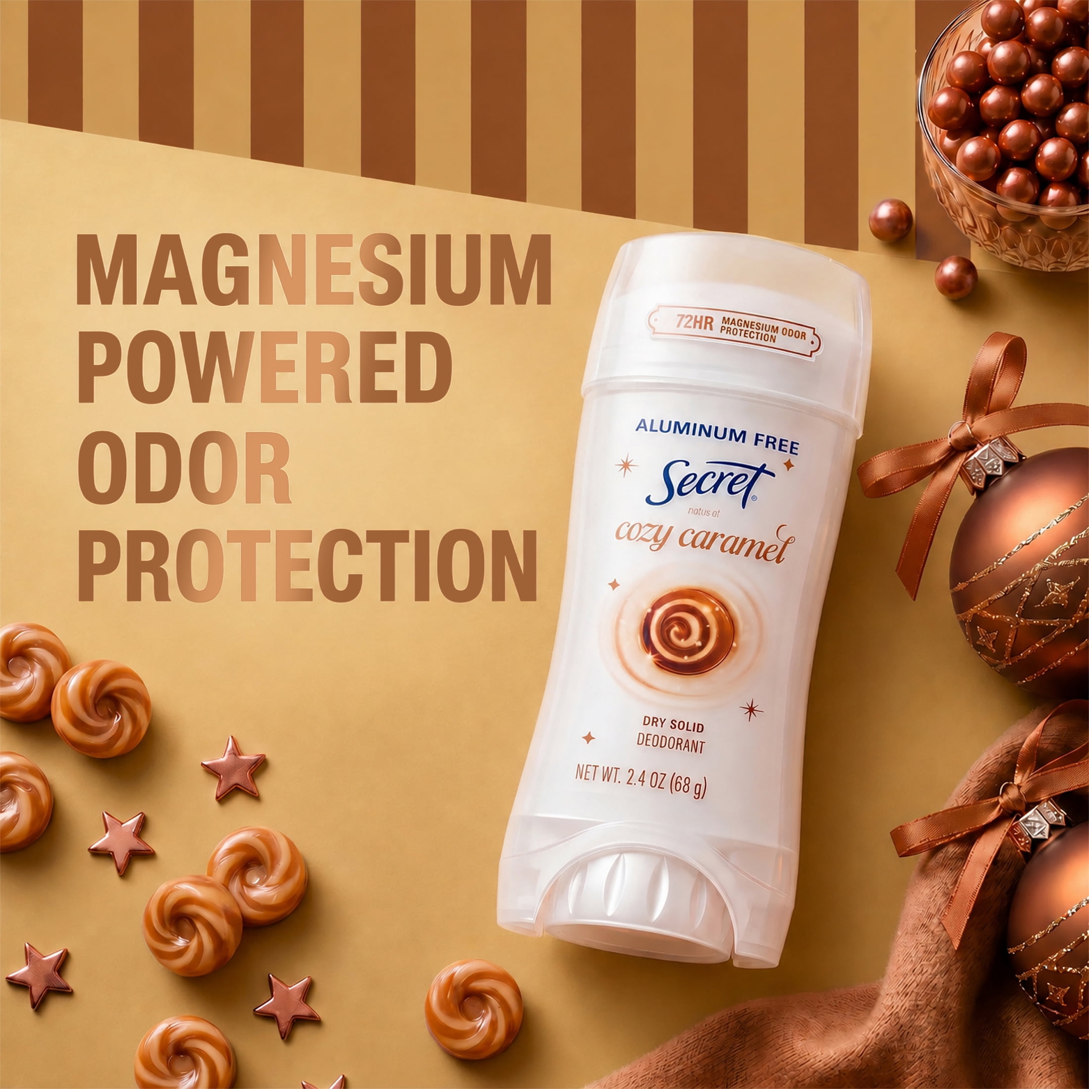 Secret Aluminum Free Holiday Deodorant for Women, Cozy Caramel, 2.4 oz