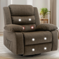 thumbnail image 1 of Lnsenfin Oversized Swivel Rocker Recliner Chair for Adults with Massage for Living Room,Brown, 1 of 6