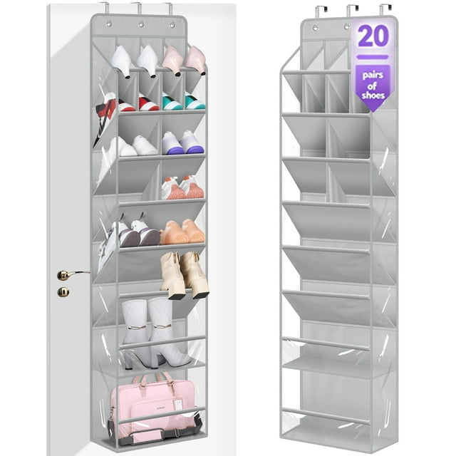 Organizador de zapatos MISSLO Over the Door, 20 pares, gris