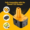 thumbnail image 3 of 4Pack 12V 3.6Ah Ni-Mh Battery for Dewalt DW9071 DW9072 DC9071 DE9037 DE9071 DE9072 DE9074 DE9075, 3 of 15