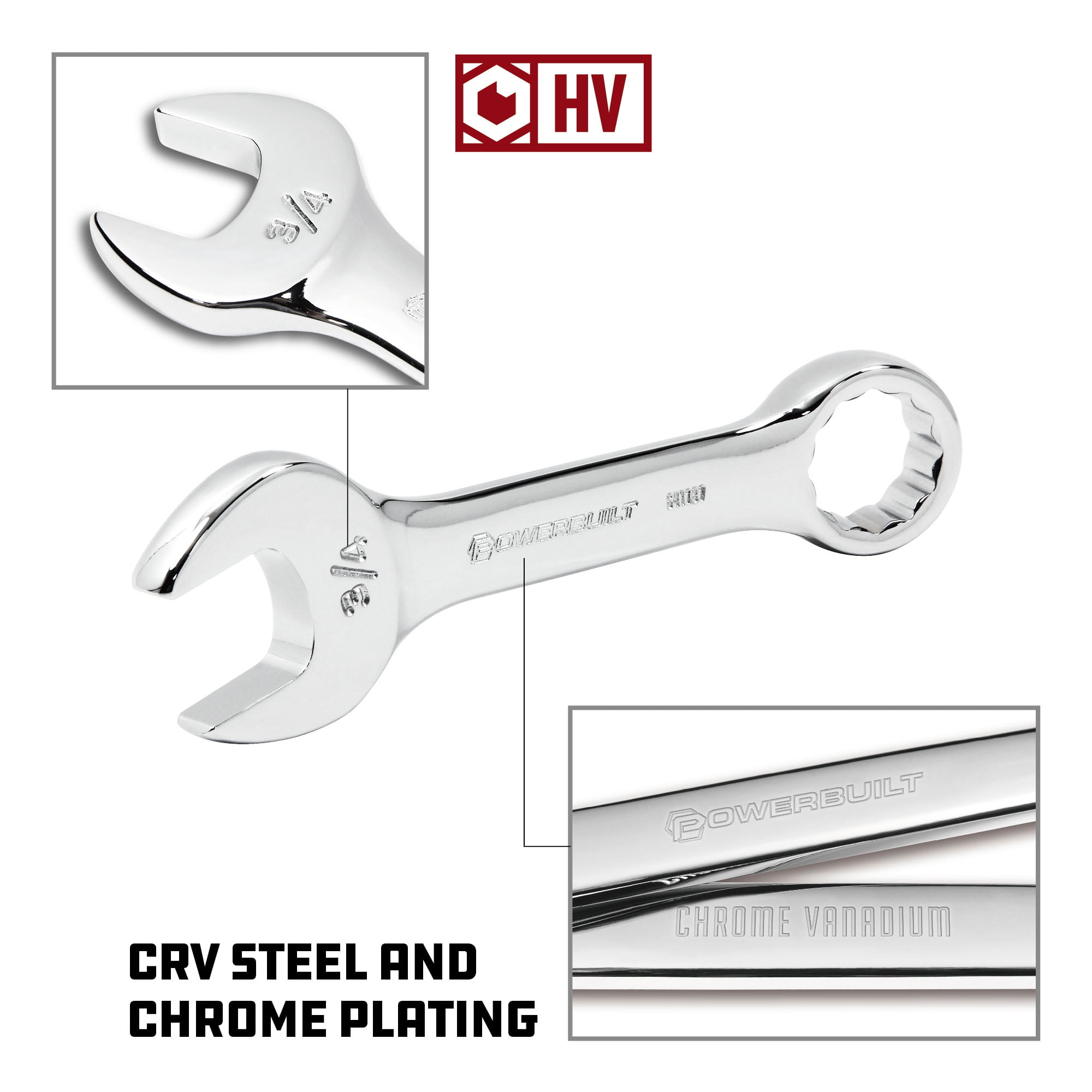 Powerbuilt 7 Piece SAE Stubby Combination Wrench Set - 640203