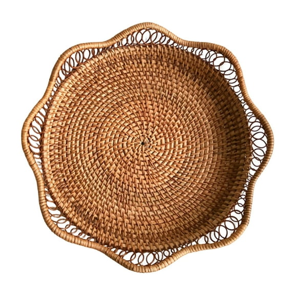 Rattan Round Fruit Wicker Storage Bowls Natural Woven Serving Bowls Decorative For Kitchen Counter Organizing