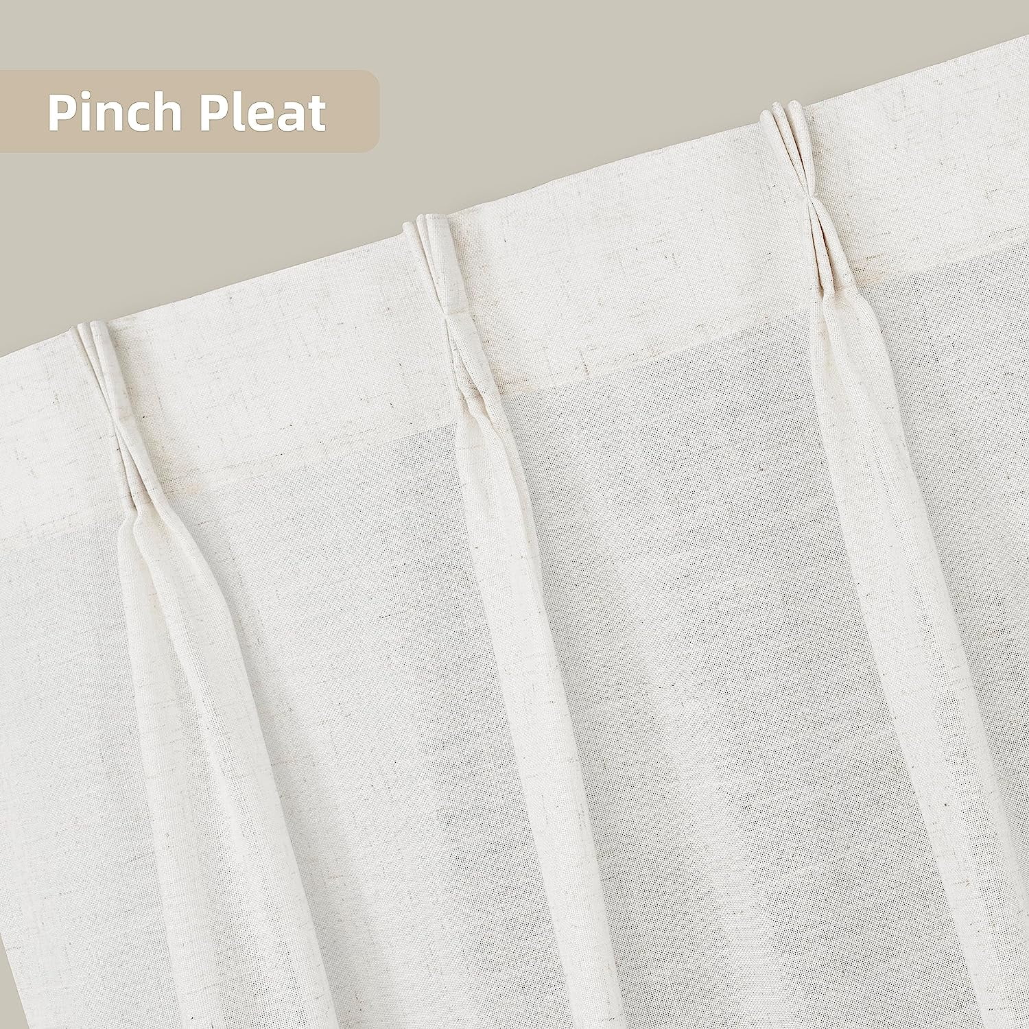 DriftAway Pinch Pleat Kitchen Curtains Linen Textured Short Curtains for Small Window Bathroom Laundry Room 2 Panels Cafe Curtains Back Tabs Solid Farmhouse Rustic Curtains 30 x 36 Inches Light Linen