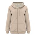 thumbnail image 4 of biudgviw Hoodies for Women Winter Warm Thermal Zip up Fleece Lined Sweatshirt Casual Drawstring Comfy Thick Coats with Pockets, 4 of 5