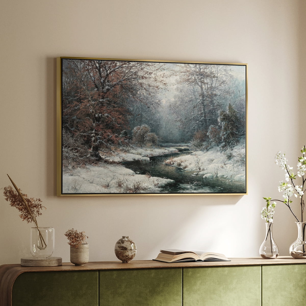 Vintage Landscape-CCLXXXVIII By Wexford Home Framed in Gold Wood Gallery Wrapped Canvas 27 in. x 41 in.