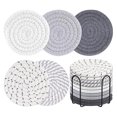 thumbnail image 1 of 10Pcs Assorted Drink Mat, Multi-Color Spiral Cup Pad, Woven Coaster With Metal Rack, Boho Kitchen Decor, Storage Coaster Set, Two-Tone Spiral Woven Coaster Set With Iron Holder, Tabletop Cup Mat, C, 1 of 3