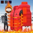 thumbnail image 2 of Lovskoo Women's and Men's Heated Jacket Vest Sleeveless Usb Intelligent Constant Temperature Heated Windproof Plus Size Coat with Winter 5 Heated Zones Coat Quilted Jacket Red, 2 of 8