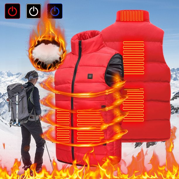 Chaquetas y abrigos casuales sin mangas y sin capucha con calefacción inteligente por USB, a temperatura constante, resistentes al viento, de talla grande, para hombre y mujer, de invierno, 5 unidades