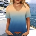 thumbnail image 6 of Ichuanyi Womens Summer Tops Trendy Gradient Color Print Short Sleeve Tshirts Shirts V Neck T Shirts Fashion, 6 of 7