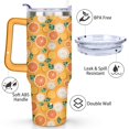 thumbnail image 3 of 40oz Yellow Lemon Pattern Stainless Steel Flip Straw Tumbler Spill Proof Travel Cup Double Wall Vacuum Insulated Coffee Mug with Top Handle, 3 of 6