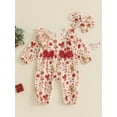thumbnail image 2 of Nygoyerh Baby Girls Christmas Jumpsuit Long Sleeve Crew Neck Gingerbread Man Print Romper with Headband Sets Newborn Clothing 0M 3M 6M 9M 12M, 2 of 7