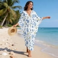 thumbnail image 3 of Xoenoiee Blue Forget-me-not Print Kaftan Dresses for Women Plus Size Batwing Sleeve Caftans Long Bathing Suit Cover Up V Neck Maxi Beach Dress Loungewear, 3 of 7