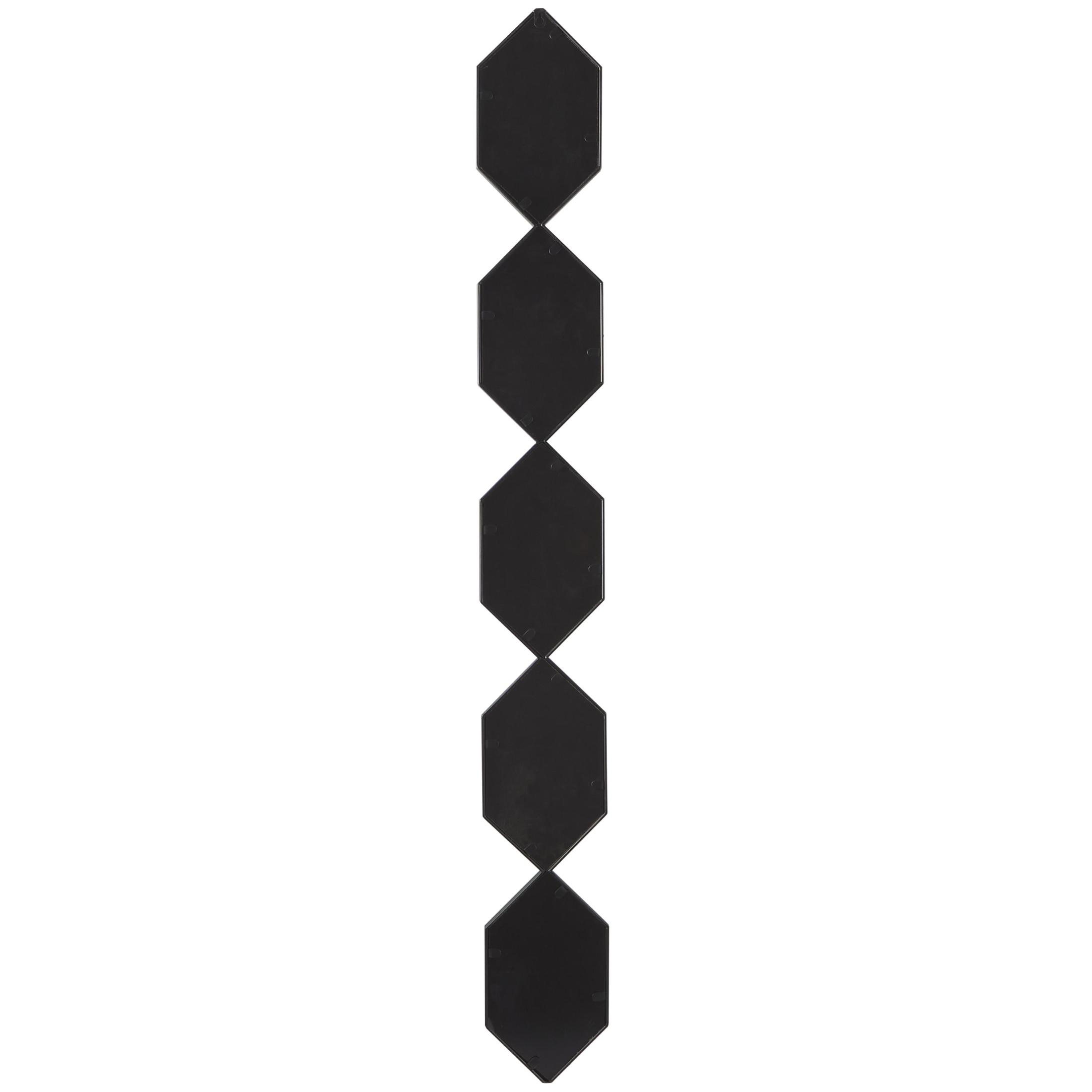 DecMode 7" x 59" Black Slim Stacked Chain 5 Layer Geometric Wall Mirror with Trellis Pattern