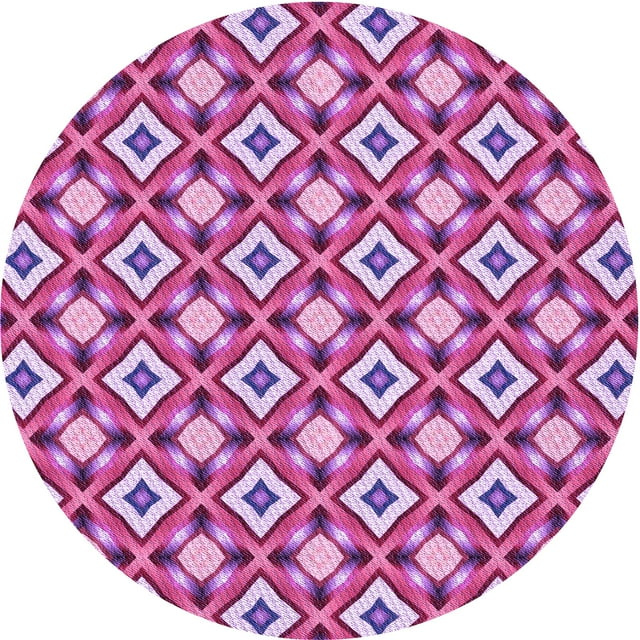 Ahgly Tapis Rond Lavable en Machine Intérieur Transitionnel Violet Violet, 7 Pieds Rond