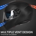 thumbnail image 5 of Casco modular de cara completa para motocicleta para adultos, con doble visera, aprobado por DOT, modelo 159 (negro mate, grande), 5 of 5