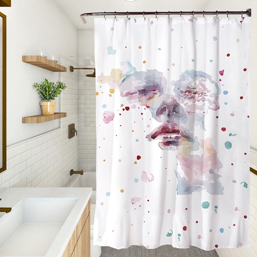 Yipa 180x180cm Heavy Duty Weighted Shower Curtain Art Bathroom Fabric 