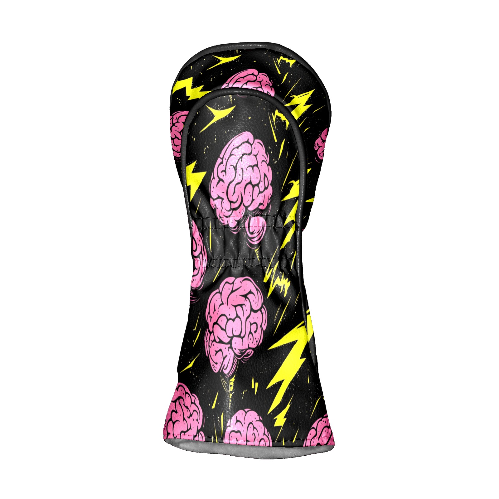 Golf Club Covers PU Leather Waterproof Head Covers for Fairway Woods Hybrids Cartoon Brain Lightning