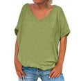 thumbnail image 1 of Timegard Womens Tops V Neck Short Sleeve Loose Blouse Summer Solid Color Casual Comfy Tops Basic Tee, 1 of 5