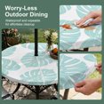 thumbnail image 5 of Round Outdoor Tablecloth with Umbrella Hole and Zipper, Aqua Monstera Leaf Tablecloth with Elastic Waterproof, Summer Tropical Plant Botanical Boho Patio Table Covers for 31" - 35" Pool Tables, 5 of 9