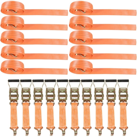 kimllier Orange Ratchet Belt, 1.5Inch * 15Ft 4000 Pound Ratchet, Heavy Duty Slings, 10PCS