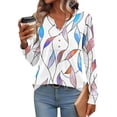 thumbnail image 4 of Bzhegqhd Women's Blouses Printed V-Neck Button Down Long Sleeve Loose Fit Tops Soft Stretch Casual T-Shirts Relaxed Fit Boho Style Fall Fashion Tunic Shirt, 4 of 6