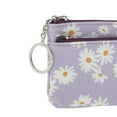 thumbnail image 5 of Unique Bargains 1 Pc Coin Purse Wallet Portable Two Zippered Pockets Floral Coin Purse Pouch Purple, 5 of 5