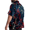 thumbnail image 3 of Tree Men's Button Down Casual Hawaiian Print Short Sleeve Summer Beach Shirt, 3 of 6