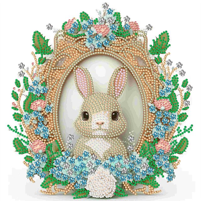 (LY226) Serie Conejo Guirnalda Diamantes Parcial Pintura Resina Diamante Con Forma Especial 30*30cm