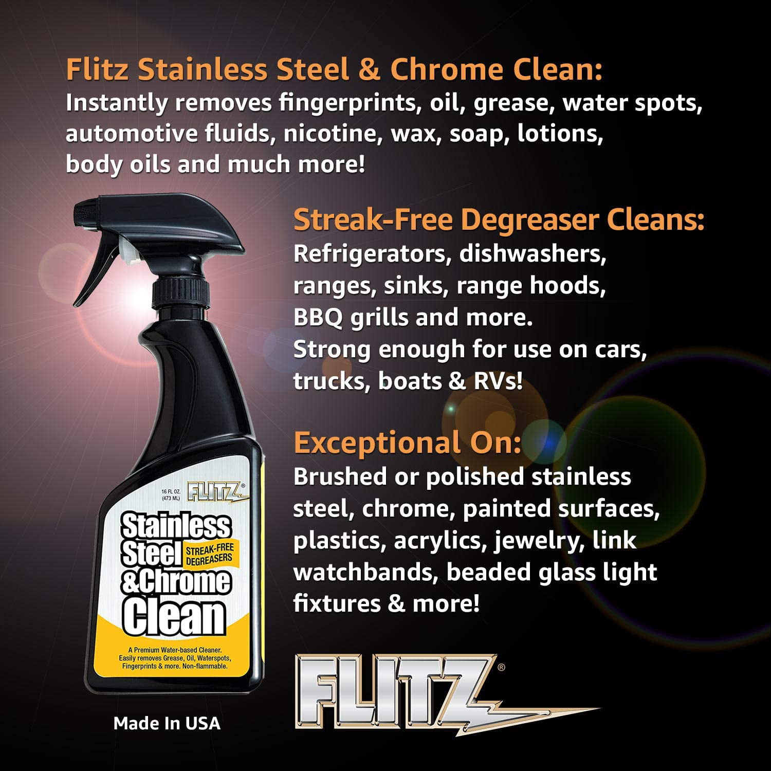Flitz Stainless Steel & Chrome Cleaner Degreaser