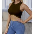 thumbnail image 3 of XINQIHANG Women's Crew Neck Racerback Knit Ribbed Basic Sleeveless Crop Tank Tops, 3 of 5