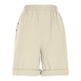 thumbnail image 4 of vigerkar Women's Bermuda Shorts Knee Length Elastic Waist Drawstring Workout Athletic Long Shorts with Pockets (Beige, M), 4 of 7