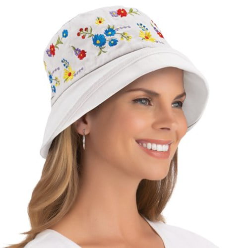 Colorful Foldable Floral Embroidered Bucket Hat-White - Walmart.com