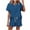 Blue, variant on Riforla Women's Solid Color Short Sleeved Shorts Casual Set Button Drawstring Tie up Sportswear 2 Piece Sets Women Outfit Brown L