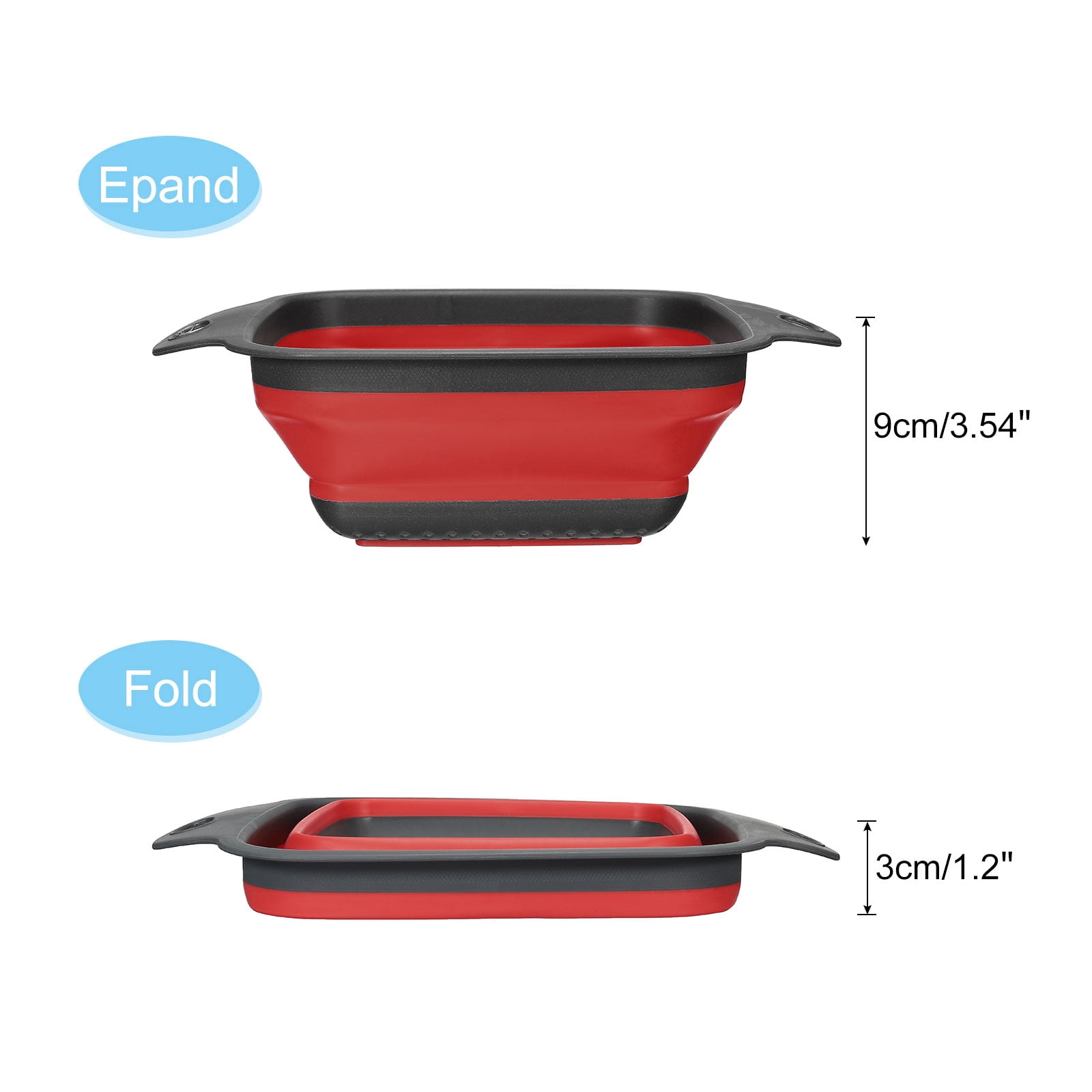 Unique Bargains Collapsible Silicone Strainer for Pasta Veggies Fruits Red