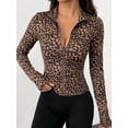 thumbnail image 3 of Women's Leopard-Print Zip-Up Long Sleeve Fitness Jacket, 3 of 6